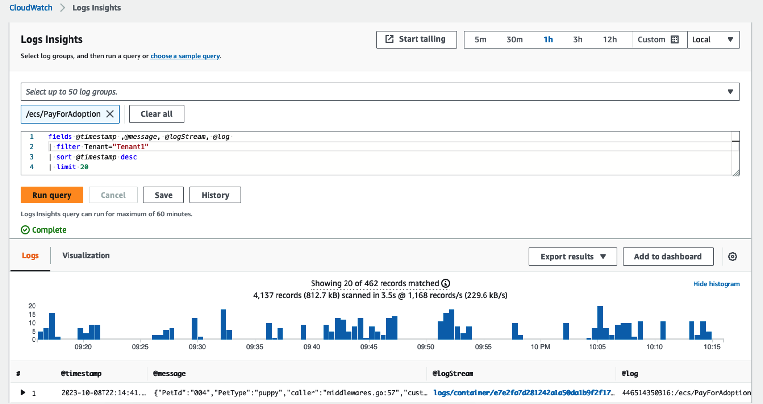 application logs